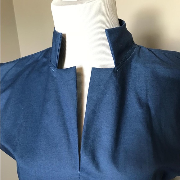 Vintage handmade blue cotton apron front dress - Picture 8 of 9